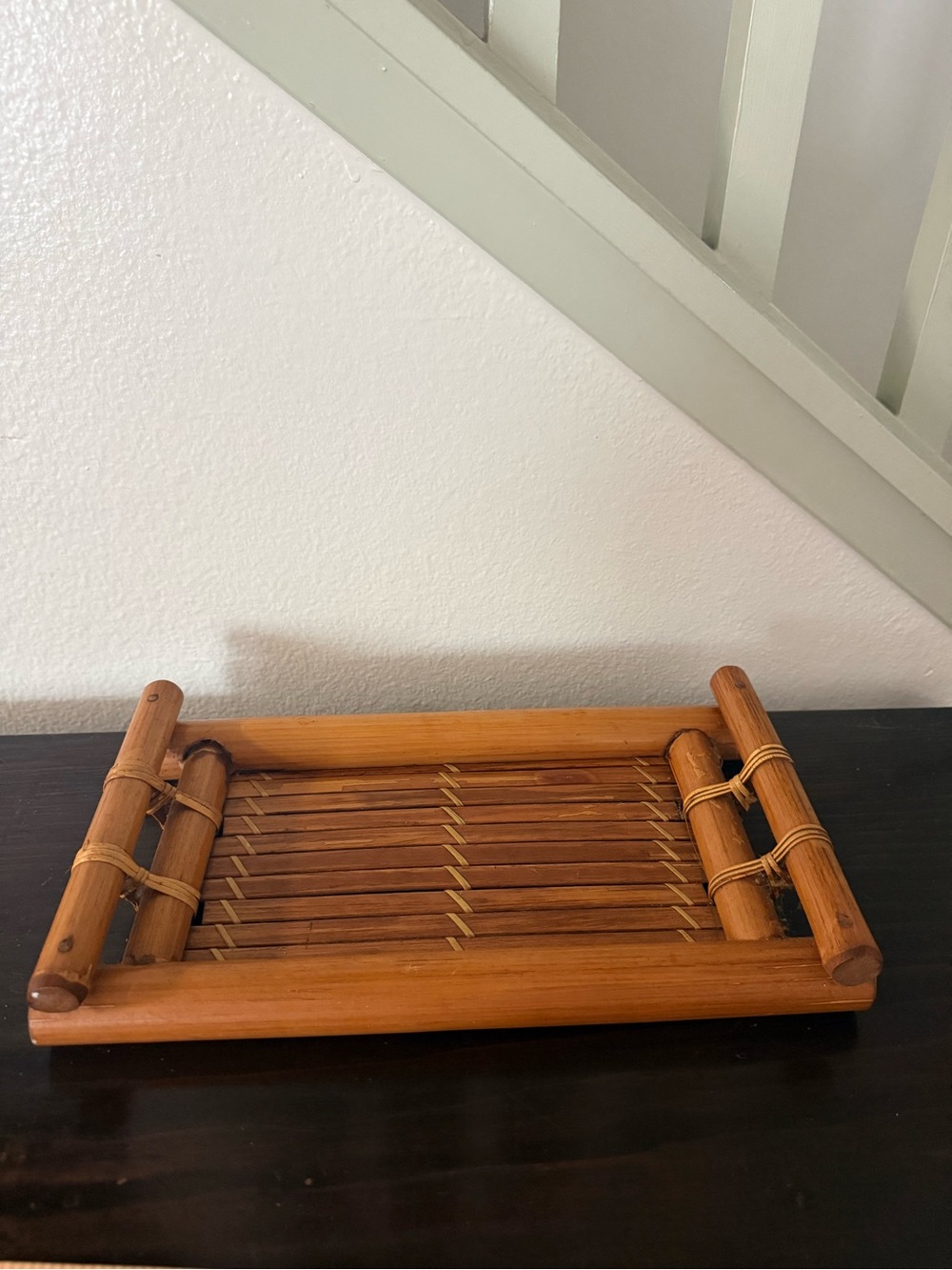Vintage Brown Bamboo Tray